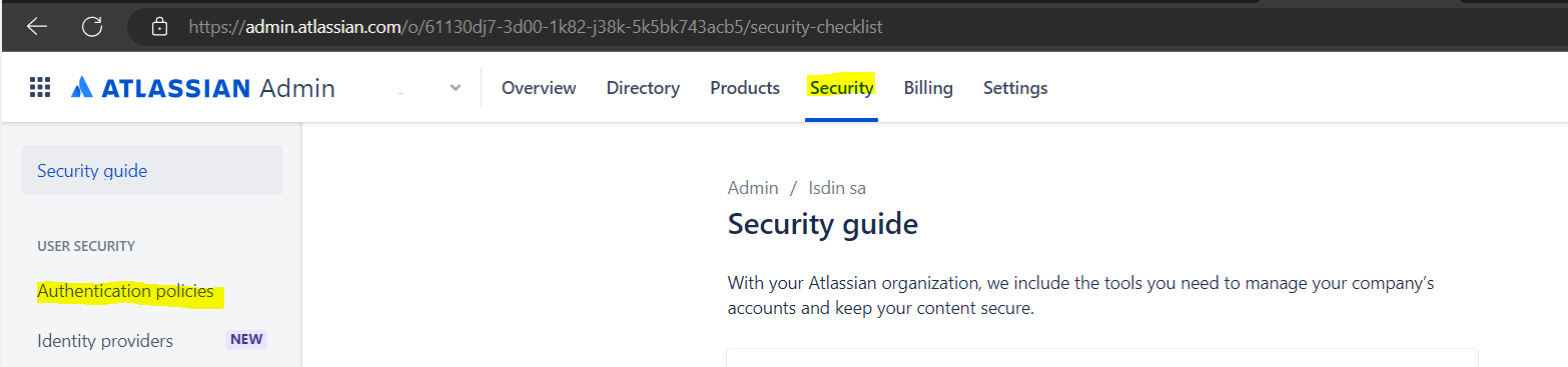 Select Security, autehntication policies