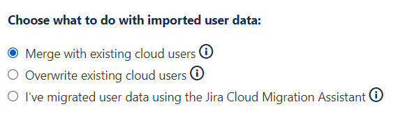 Choose what to do with imported user data