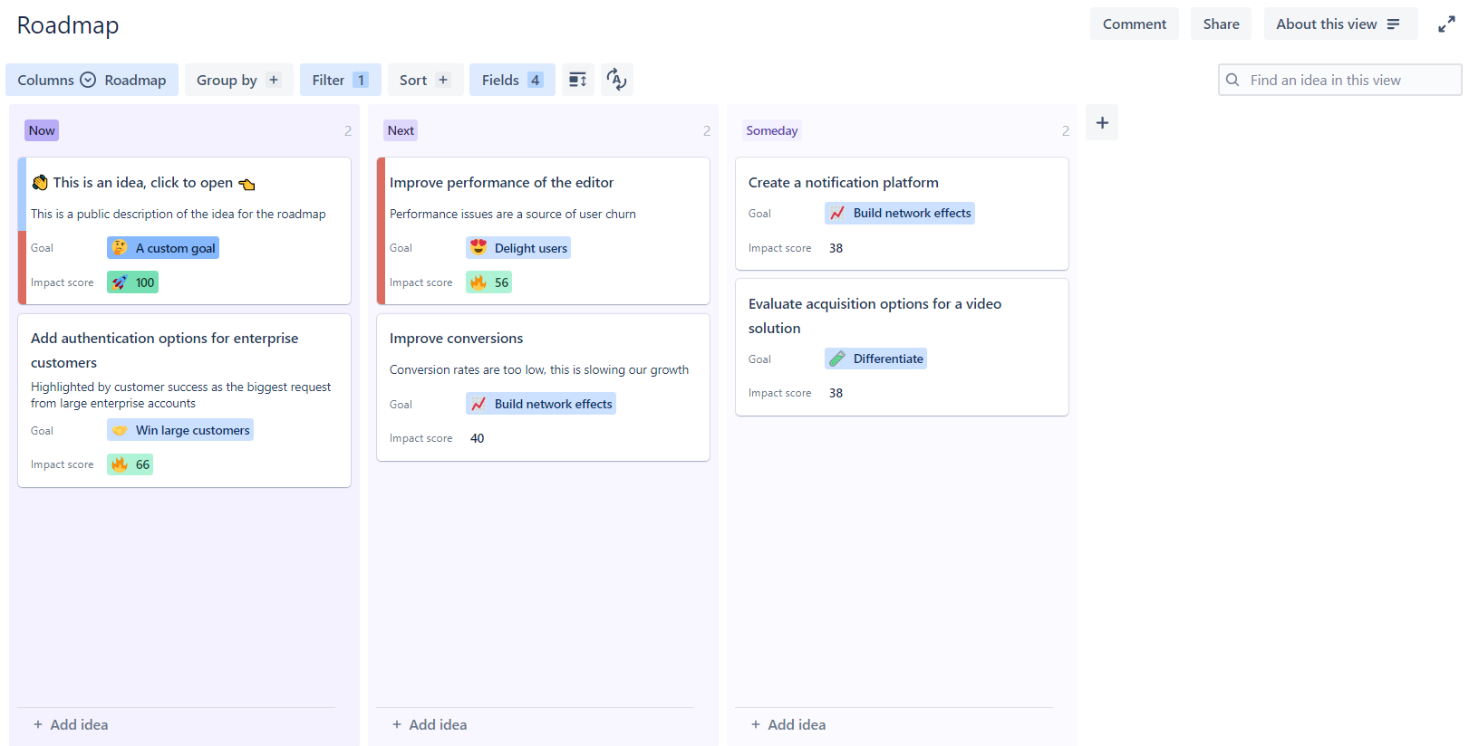Board View Roadmap in Jira Product Discovery