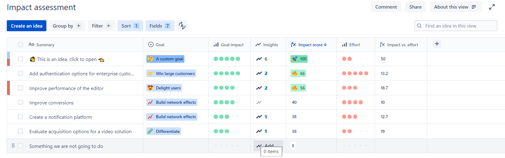 List View in Jira Product Discovery