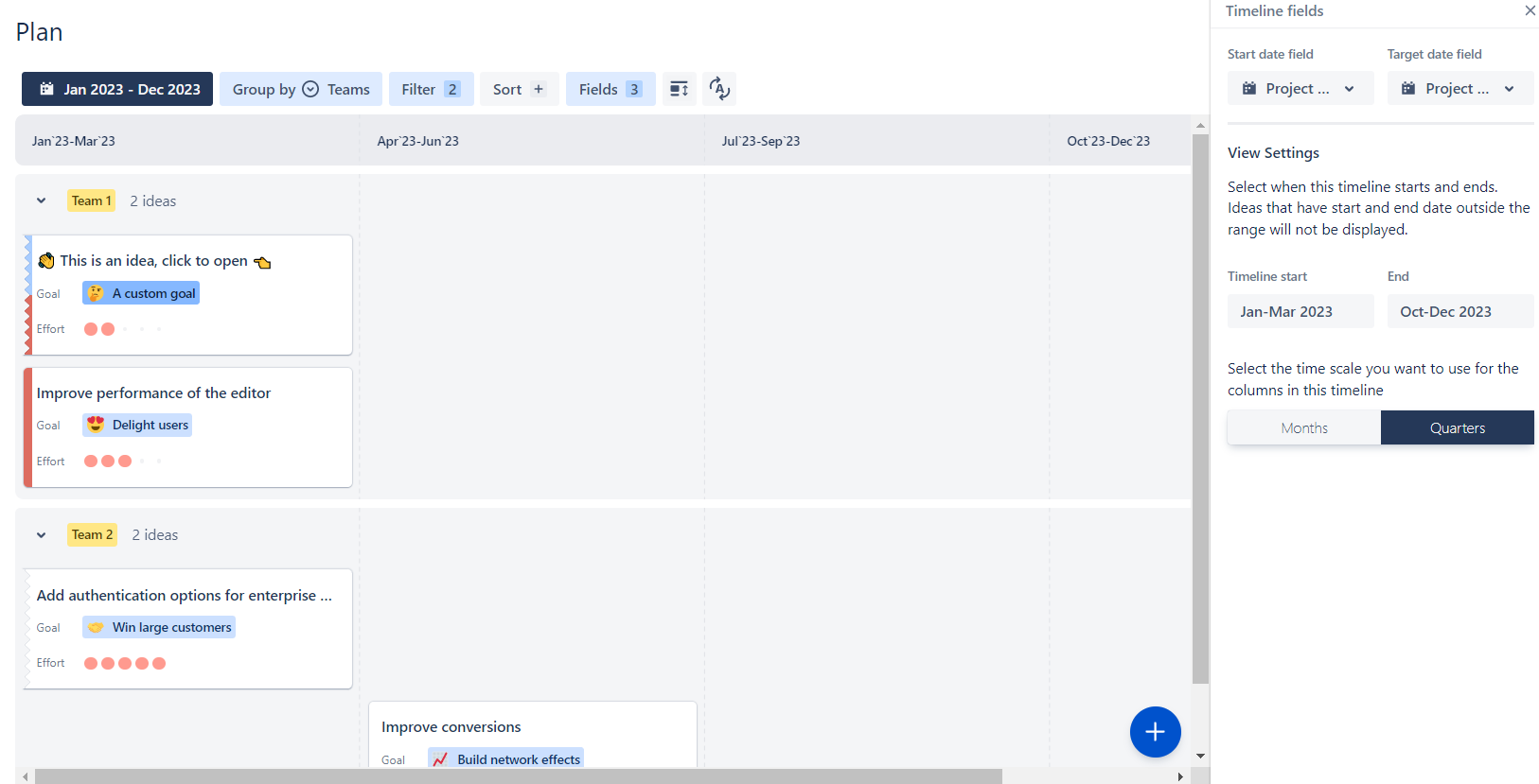 Roadmap view in Jira Product discovery