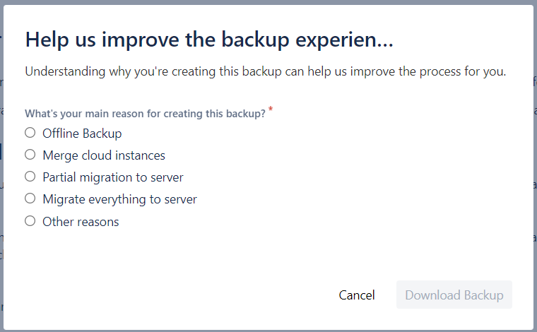 Help us to improve the backup experience