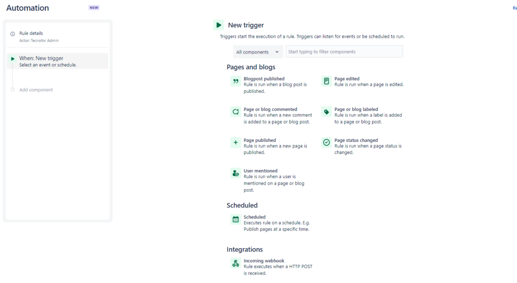 New trigger automation for Confluence