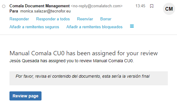 Comala assign notification