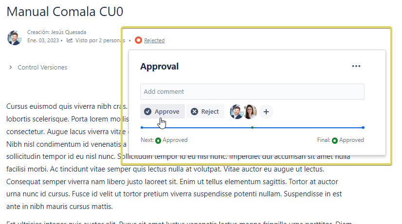 Comala approval workflow