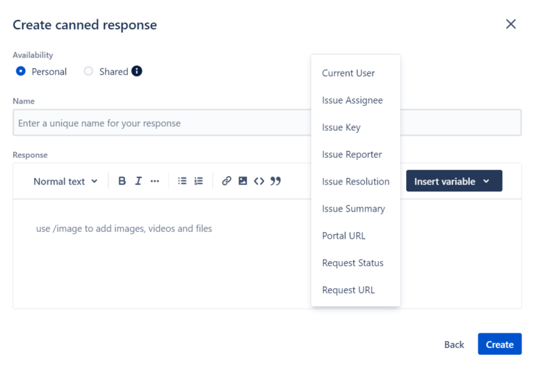Cómo crear respuestas predefinidas en Jira Service Management TecnoFor